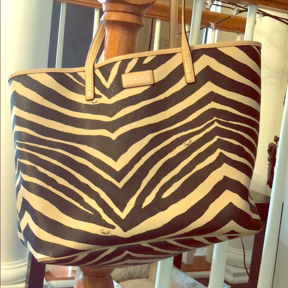Large Coach Zebra Tote